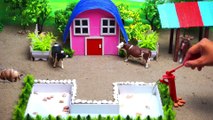 DIY how to make farm diorama with blue lake mini hand pump house of horse and cow shed