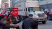 Truck and bus drivers honk to support nurses striking in New York City