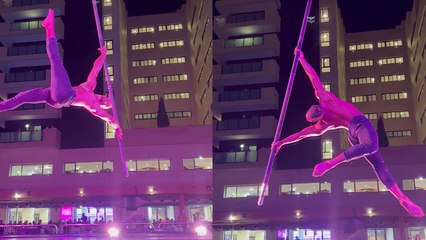 Pro Gymnast SHINES with eye-catching pole dance performance