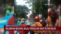 Sebuah Bajaj Terguling Saat Putar Balik di Kawasan Duren Sawit, Begini Kronologinya!