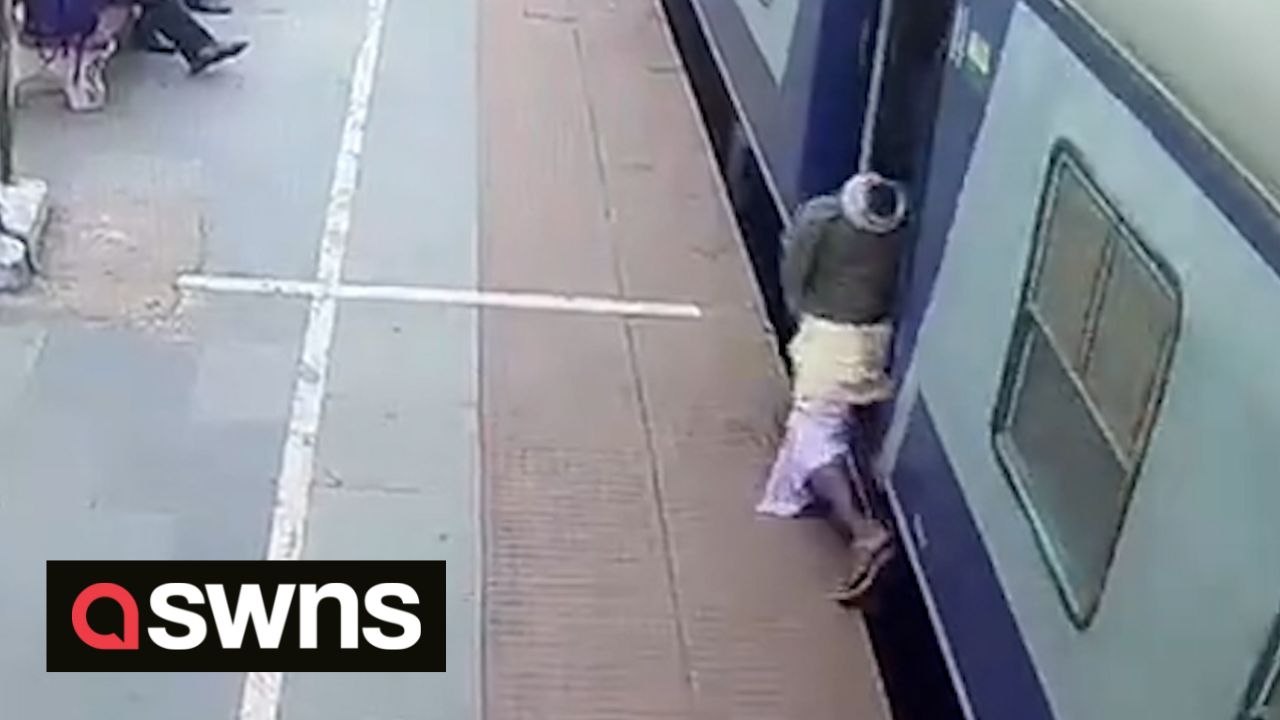 Commuter had a lucky escape after he was almost dragged under a moving train