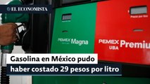 Gasolina regular en México pudo haber llegado hasta los 29 pesos por litro sin estímulos