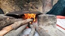 Baking Lavash Bread in Nomadic Way on Fire _ Villagers in Iran
