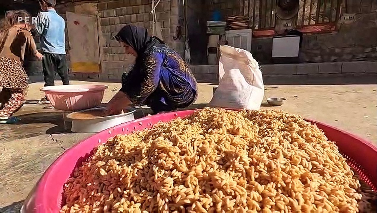 Washing Wheat to Make Flour _ Villagers in Iran