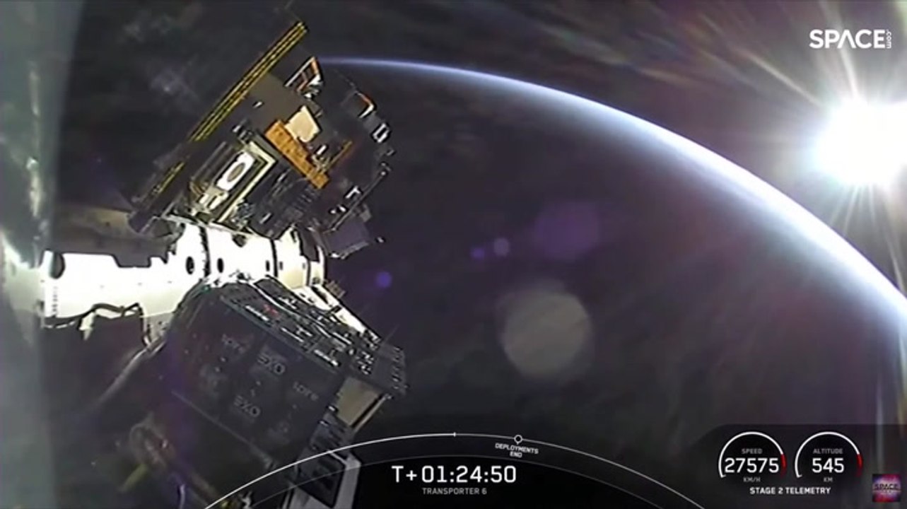 Amazing View From Space Of SpaceX Deploying Rideshare Satellites ...
