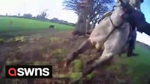 Shocking footage shows moment huntsman threatened to “f*cking kill” animal welfare activist, charging at him on horse