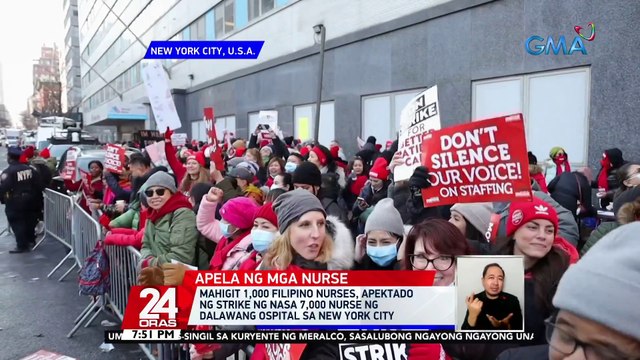 Mahigit 1,000 Filipino nurses, apektado ng strike ng nasa 7,000 nurse ng dalawang ospital sa New York City | 24 Oras
