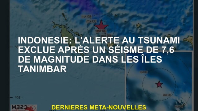 Indonésie: alerte de tsunami exclue après un tremblement de terre de 7,6 magnitude dans les îles Tan