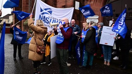 Protest outside the constituency office of Nicola Sturgeon by the NASUWT Teachers' Union
