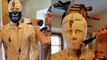 Carving artist makes a spectacular, life-sized wood sculpture of a fine gentleman