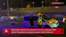 Araçlar 500 metre mesafede kazaya karıştı, trafik kilitlendi
