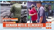 Atraco y captura de 'motoladrones': Ciudadanos los atraparon y quemaron su motocicleta