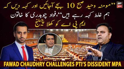 Fawad Chaudhry challenges dissident PTI MPA Momina Waheed