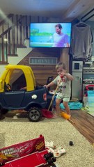 Kid Preps To Repair His Toy Car