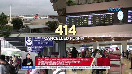 Ilang opisyal ng CAAP, nais ipag-leave of absence habang isinasagawa ang imbestigasyon sa aberya sa NAIA nitong Jan. 1 | UB