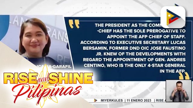Malacañang, dinepensahan ang pagkakatalaga kay Gen. Andres Centino bilang AFP Chief of Staff