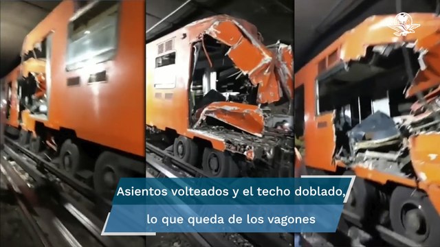 Así quedaron los vagones tras choque de trenes en Línea 3 del Metro