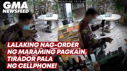 Download Video: Lalaking nag-order ng maraming pagkain, tirador pala ng cellphone! | GMA News Feed