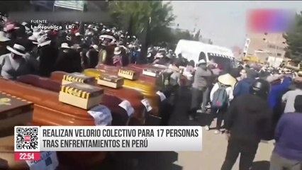 Realizan velorio colectivo para 17 personas tras enfrentamientos en Perú