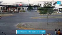 Un auto chocó a dos motos en 13 y 530