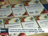 Gobierno regional reconoce a los atletas más destacados de 2022 en Gala Deportiva en Apure