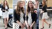 HER BUMP SHOWED! Kate Middleton Works Spring Style In Topshop Monochrome Polka Dot Dress