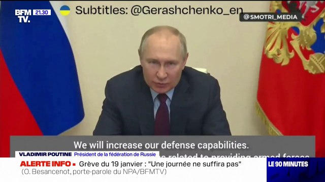 Vladimir Poutine: Nous allons augmenter nos capacités de défense