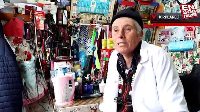 Kırklareli'de 'musluksuz berber', 4 metrekarelik dükkanında 43 yıldır saç sakal kesiyor