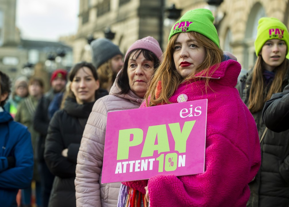 Members of the EIS demonstrate outside Bute Hou...