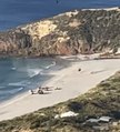 Rescue chopper arrives at Snelling Beach, Kangaroo Island after vehicle accident