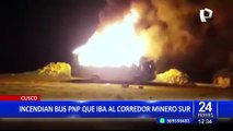 Protestas en Cusco: incendian bus usado por PNP para trasladarse a sus bases en Chumbivilcas