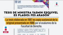 Tesis de ministra Yasmín Esquivel es un plagio: FES Aragón