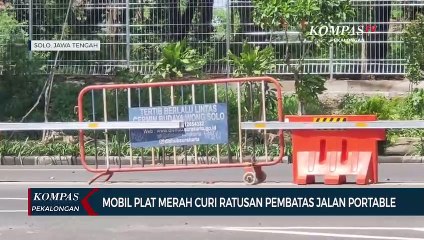 Mobil Plat Merah Curi Ratusan Pembatas Jalan Portable