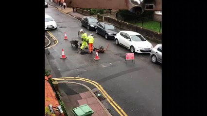 Badly fixed potholes in Eastbourne