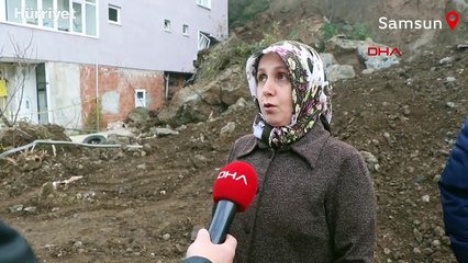 Heyelanda bir dairesinin duvarı yıkılan 4 katlı bina tahliye edildi