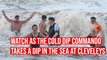 Watch as the Cold Dip Commando takes a dip in the sea at Cleveleys