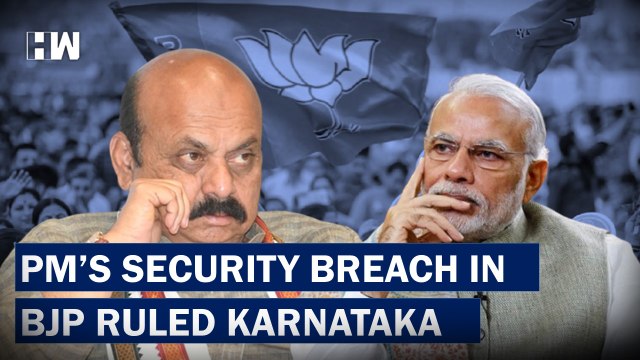 Security Breach At PM's Karnataka Roadshow, Teen Runs To Him With Garland | PM Modi Basavaraj Bommai