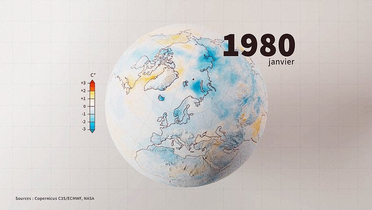 Carte animée: 40 ans d'anomalies mensuelles de température