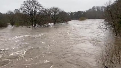 River Taff bursts banks amid torrential rain in Wales