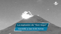 Se registra fuerte explosión del volcán Popocatépetl la madrugada de este jueves