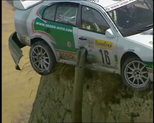 WRC Monte Carlo 2002 Kresta Incredible Crash Blocked By Post