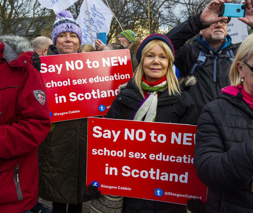 Scottish Family Party Anti Gender  Recognition and get Sturgeon Out protest at Scottish Parliament