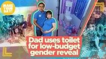 Dad uses toilet for low-budget gender reveal | Make Your Day