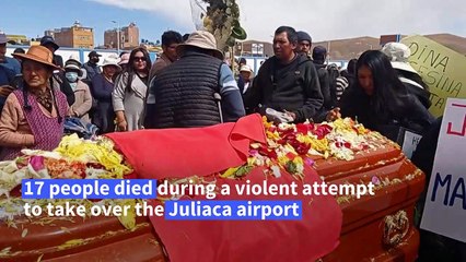 Relatives of victims killed during clashes in Peru bid farewell to their loved ones