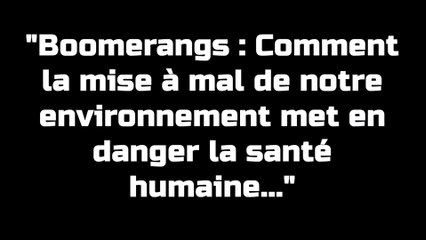"Boomerangs : Comment la mise à mal de notre environnement met en danger la santé humaine..."