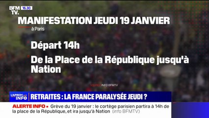 Download Video: Grève du 19 janvier: le cortège parisien partira à 14h de la place de la République et ira jusqu’à Nation