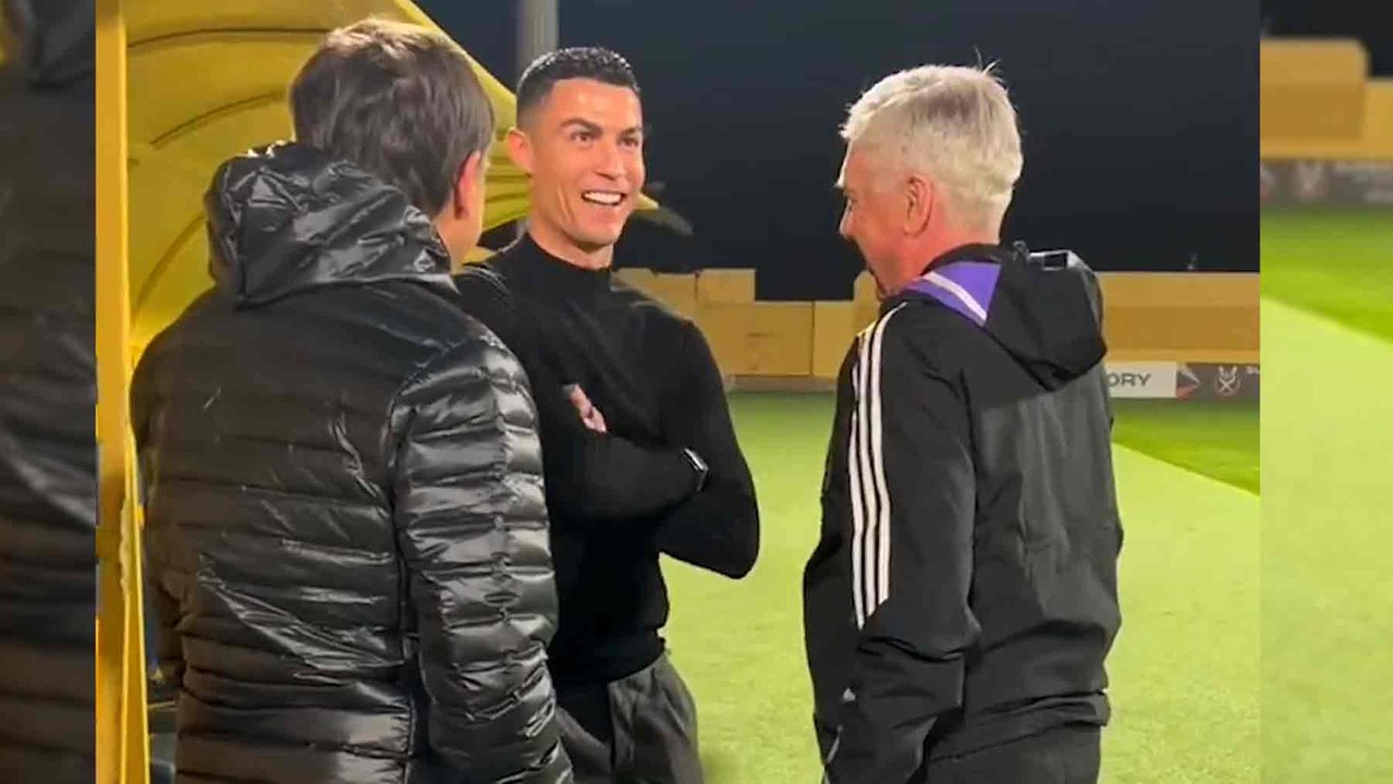 Así fue el reencuentro de Cristiano con Ancelotti en el entrenamiento del Real Madrid