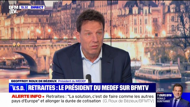 Geoffroy Roux de Bézieux (Medef) sur les retraites: C'est une réforme globalement équilibrée