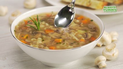 Mushroom Barley Soup. Recipe by Always Yummy
