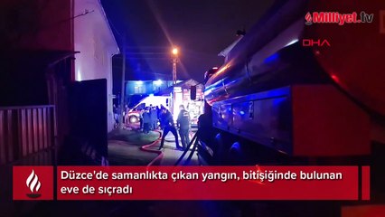 Korku dolu anlar! Samanlıktaki yangın eve sıçradı: Bir itfaiye eri yaralandı